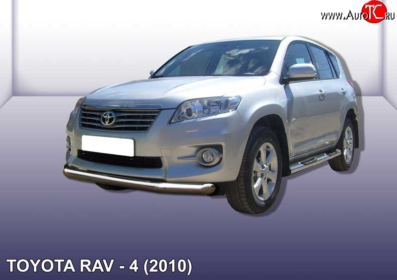 13 499 р. Одинарная защита переднего бампера диаметром 76 мм Slitkoff Toyota RAV4 XA30 5 дв. 2-ой рестайлинг (2010-2013) (Цвет: нержавеющая полированная сталь)  с доставкой в г. Краснодар