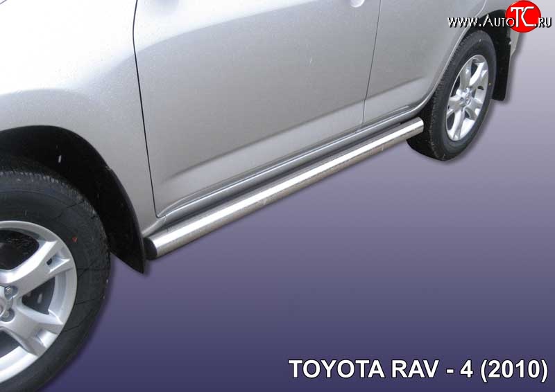 13 649 р. Защита порогов из круглой трубы диаметром 76 мм Slitkoff  Toyota RAV4  XA30 (2010-2013) 5 дв. 2-ой рестайлинг (Цвет: нержавеющая полированная сталь)  с доставкой в г. Краснодар