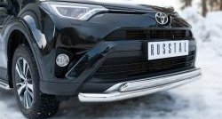 20 349 р. Защита переднего бампера (2 трубыØ75х42 и 63 мм, нержавейка) Russtal Toyota RAV4 XA40 5 дв. рестайлинг (2015-2019)  с доставкой в г. Краснодар. Увеличить фотографию 2