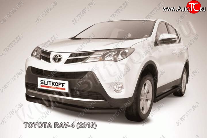 7 449 р. Защита переднего бампер Slitkoff  Toyota RAV4  XA40 (2012-2015) 5 дв. дорестайлинг (Цвет: серебристый)  с доставкой в г. Краснодар