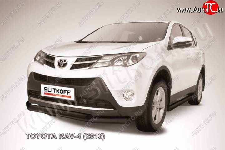 11 399 р. Защита переднего бампер Slitkoff Toyota RAV4 XA40 5 дв. дорестайлинг (2012-2015) (Цвет: серебристый)  с доставкой в г. Краснодар