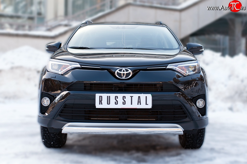 15 999 р. Защита переднего бампера (Ø75х42 мм, нержавейка) Russtal Toyota RAV4 XA40 5 дв. рестайлинг (2015-2019)  с доставкой в г. Краснодар