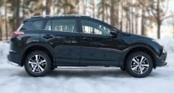 15 299 р. Защита порогов из круглой трубы диаметром 63 мм (рестайлинг) Russtal Toyota RAV4 XA40 5 дв. дорестайлинг (2012-2015) (Защита порогов с со скосами на торцах (вариант 1))  с доставкой в г. Краснодар. Увеличить фотографию 4