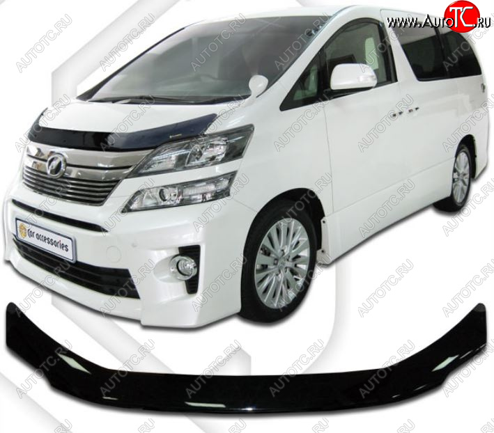 2 159 р. Дефлектор капота CA-Plastiс  Toyota Vellfire (2008-2015) (Classic черный, Без надписи)  с доставкой в г. Краснодар