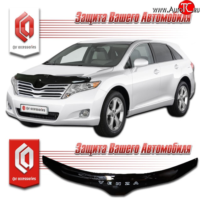 2 199 р. Дефлектор капота CA-Plastic  Toyota Venza  GV10 (2012-2016) рестайлинг (Classic черный, Без надписи)  с доставкой в г. Краснодар