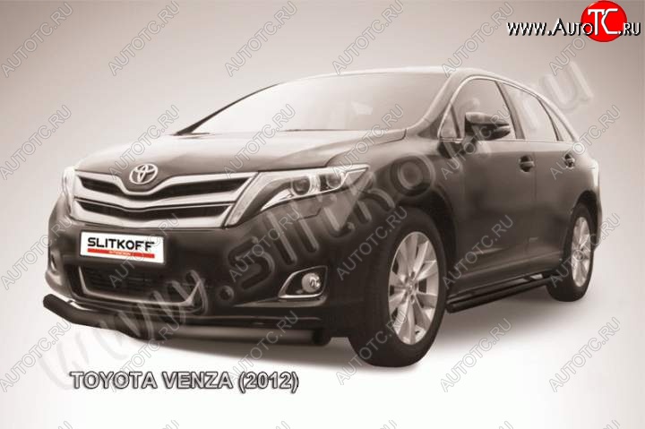 11 399 р. Защита переднего бампер Slitkoff Toyota Venza GV10 рестайлинг (2012-2016) (Цвет: серебристый)  с доставкой в г. Краснодар