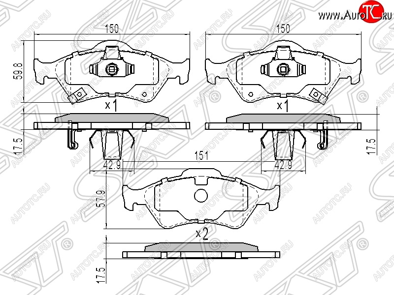 1 039 р. Колодки тормозные SAT (передние) Toyota Yaris XP90 дорестайлинг, хэтчбэк 5 дв. (2005-2008)  с доставкой в г. Краснодар