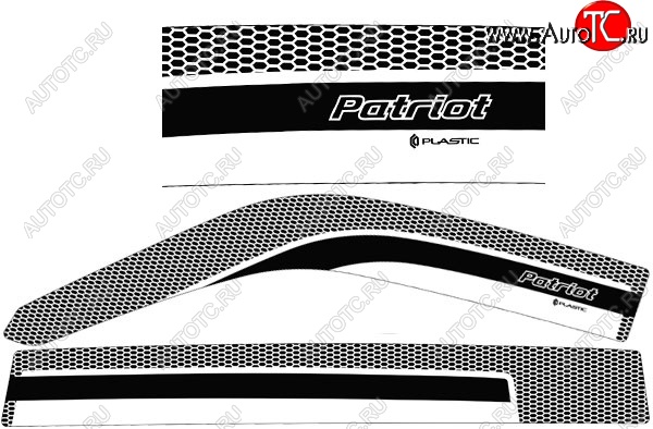 2 299 р. Дефлектора окон CA-Plastic  Уаз Патриот ( 3163 5-дв.,  3163 5 дв.) (2014-2024) 1-ый рестайлинг, 2-ой рестайлинг (Серия Art белая, Без хром.молдинга)  с доставкой в г. Краснодар