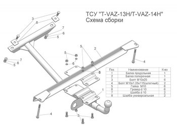 Фаркоп Лидер Плюс (разборной, шар тип Н) Лада 21099 (1990-2004)