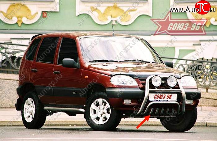 10 124 р. Защита переднего бампера Souz-96 (d60) Chevrolet Niva 2123 дорестайлинг (2002-2008)  с доставкой в г. Краснодар