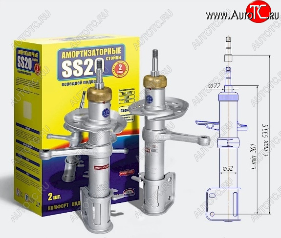 11 499 р. Амортизаторы передние SS20  Лада Приора ( 2172,  21728,  2170,  2171) (2008-2018) хэтчбек дорестайлинг, купе дорестайлинг, купе рестайлинг, седан рестайлинг, универсал рестайлинг, хэтчбек рестайлин (Шоссе - жесткая подвеска для езды на большой скорости)  с доставкой в г. Краснодар