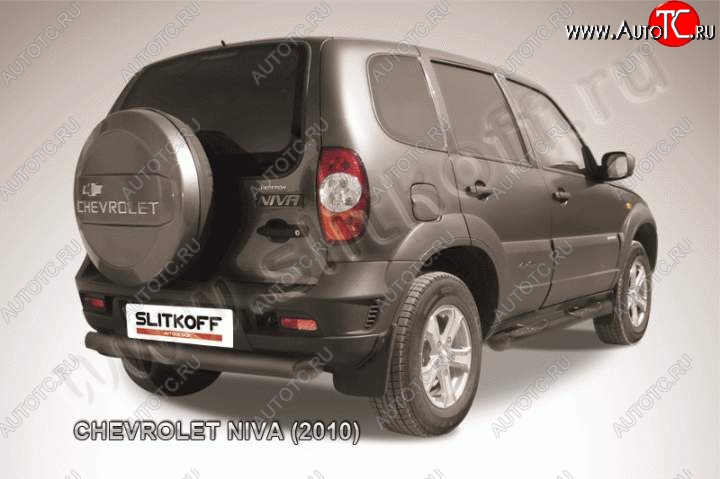 6 999 р. Защита задняя Slitkoff Slitkoff (d76, черная) Chevrolet Niva 2123 рестайлинг (2009-2020) (Цвет: серебристый)  с доставкой в г. Краснодар