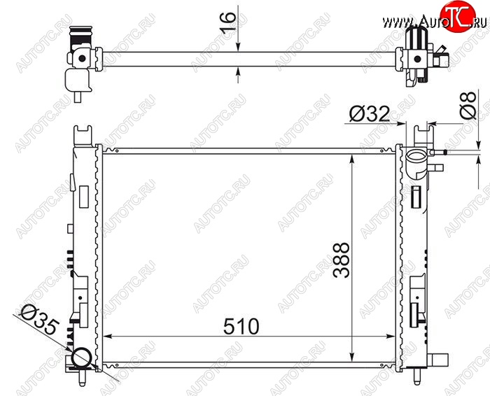 7 549 р. Радиатор двигателя SAT  Renault Duster (HS), Kaptur, Logan (2), Sandero ((B8)), Sandero Stepway ((B8)), Лада XRAY, XRAY Cross, Веста (2180), Веста Кросс (2181,  2180)  с доставкой в г. Краснодар