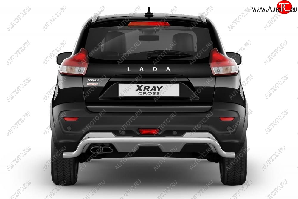 13 499 р. Защита заднего бампера PT GROUP Ø51мм Волна (НПС) LADA XRay Cross 2018-  Лада Веста SW 2181 универсал дорестайлинг (2017-2022) (Нержавеющая полированная сталь)  с доставкой в г. Краснодар