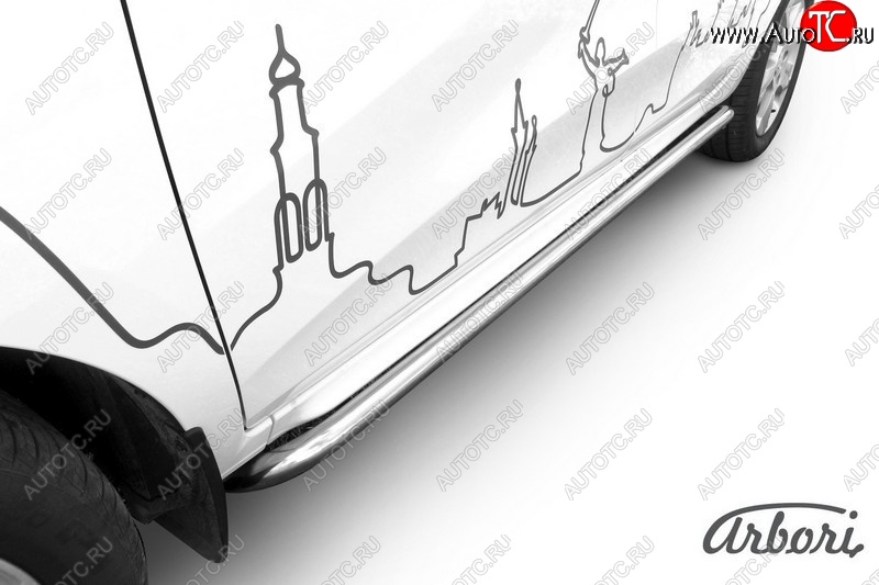 13 399 р. Защита штатных порогов Arbori (с гибами, нержавейка, d42 mm). Лада XRAY (2016-2022)  с доставкой в г. Краснодар