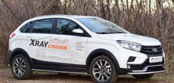 11 499 р. Защита переднего бампера одинарная из трубы d51 мм Cross Petroil Tuning Лада XRAY (2016-2022) (Нержавеющая полированная сталь)  с доставкой в г. Краснодар. Увеличить фотографию 2