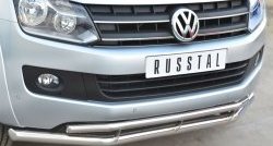 18 549 р. Защита переднего бампера (2 трубыØ63 и 42 мм, нержавейка) SLITKOFF  Volkswagen Amarok (2009-2016) дорестайлинг  с доставкой в г. Краснодар. Увеличить фотографию 2