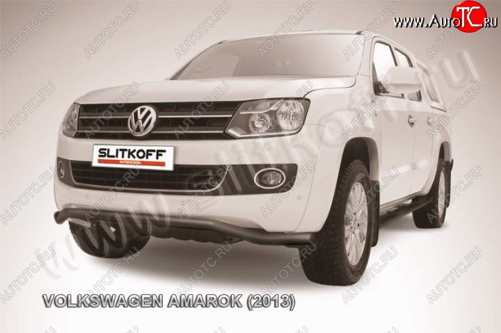 10 999 р. Защита переднего бампер Slitkoff  Volkswagen Amarok (2009-2016) дорестайлинг (Цвет: серебристый)  с доставкой в г. Краснодар