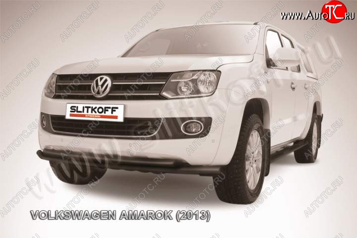 14 499 р. Защита переднего бампер Slitkoff  Volkswagen Amarok (2009-2016) дорестайлинг (Цвет: серебристый)  с доставкой в г. Краснодар