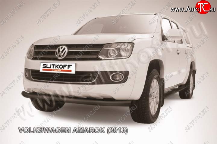 11 999 р. Защита переднего бампер Slitkoff  Volkswagen Amarok (2009-2016) дорестайлинг (Цвет: серебристый)  с доставкой в г. Краснодар