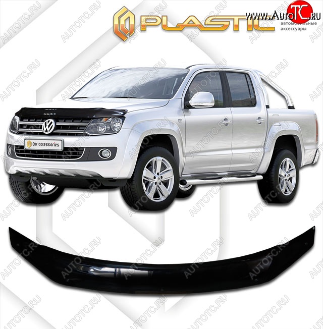 2 079 р. Дефлектор капота CA-Plastik  Volkswagen Amarok (2016-2022) рестайлинг (Classic черный, Без надписи)  с доставкой в г. Краснодар