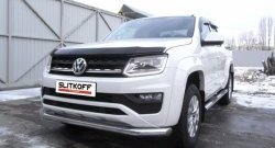 Одинарная защита переднего бампера диаметром 76 мм Slitkoff Volkswagen (Волксваген) Amarok (Амарок) (2016-2022) рестайлинг