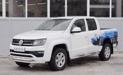 20 549 р. Защита переднего бампера (2 трубыØ63 мм, нержавейка) SLITKOFF Volkswagen Amarok рестайлинг (2016-2022)  с доставкой в г. Краснодар. Увеличить фотографию 2