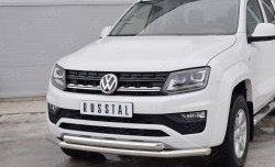 20 549 р. Защита переднего бампера (2 трубыØ63 мм, нержавейка) SLITKOFF Volkswagen Amarok рестайлинг (2016-2022)  с доставкой в г. Краснодар. Увеличить фотографию 3