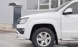 20 549 р. Защита переднего бампера (2 трубыØ63 мм, нержавейка) SLITKOFF Volkswagen Amarok рестайлинг (2016-2022)  с доставкой в г. Краснодар. Увеличить фотографию 4