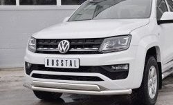 21 899 р. Защита переднего бампера (2 трубыØ63 и 75х42 мм, нержавейка) Russtal Volkswagen Amarok рестайлинг (2016-2022)  с доставкой в г. Краснодар. Увеличить фотографию 3