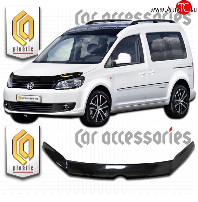 2 099 р. Дефлектор капота (левый руль) CA-Plastic  Volkswagen Caddy  2K (2010-2015) рестайлинг (Classic черный, Без надписи)  с доставкой в г. Краснодар