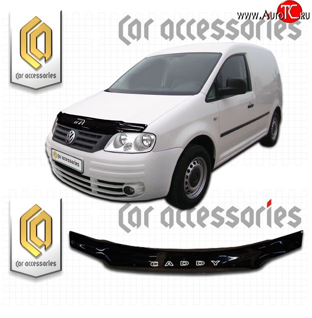 1 999 р. Дефлектор капота CA Plastic  Volkswagen Caddy  2K (2003-2010) дорестайлинг (Classic черный, Без надписи)  с доставкой в г. Краснодар