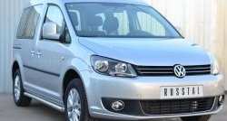 14 849 р. Защита порогов из круглой трубы диаметром 63 мм (рестайлинг) Russtal Volkswagen Caddy 2K дорестайлинг (2003-2010) (Защита порогов с со скосами на торцах (вариант 1))  с доставкой в г. Краснодар. Увеличить фотографию 4