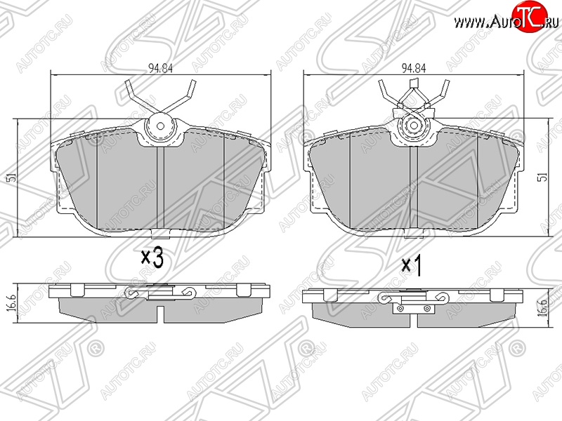 1 079 р. Колодки тормозные SAT (задние)  Volkswagen Caravelle  T4 - Transporter  T4  с доставкой в г. Краснодар