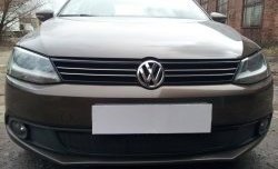 1 469 р. Сетка на бампер Russtal (черная)  Volkswagen Jetta  A6 (2011-2015) седан дорестайлинг  с доставкой в г. Краснодар. Увеличить фотографию 2