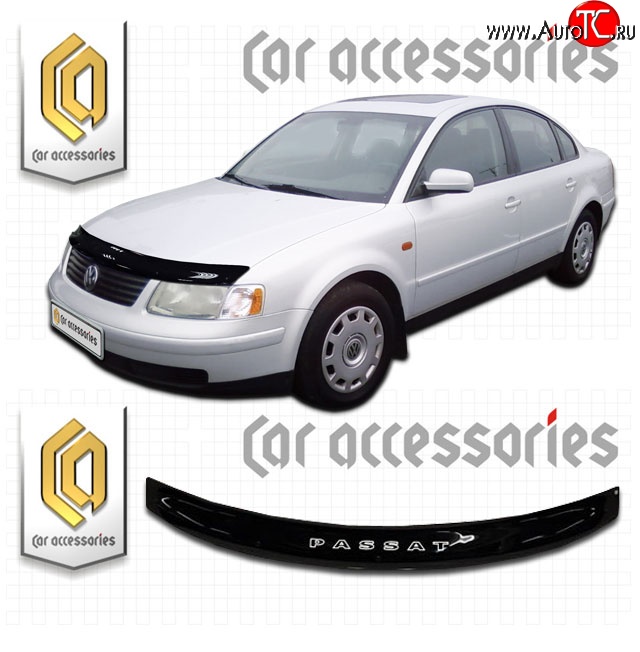 1 999 р. Дефлектор капота CA Plastic  Volkswagen Passat  B5 (1996-2000) седан дорестайлинг, универсал дорестайлинг (Classic черный, Без надписи)  с доставкой в г. Краснодар