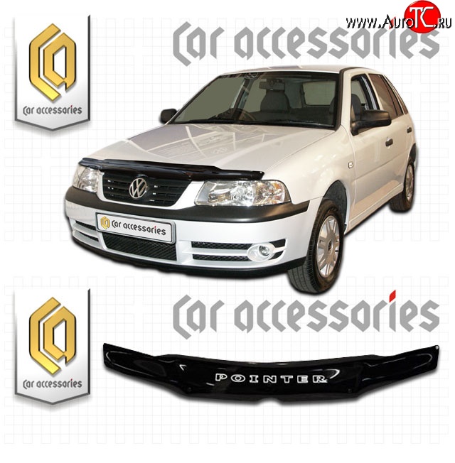 1 999 р. Дефлектор капота CA Plastic  Volkswagen Pointer (2006-2009) (Classic черный, Без надписи)  с доставкой в г. Краснодар