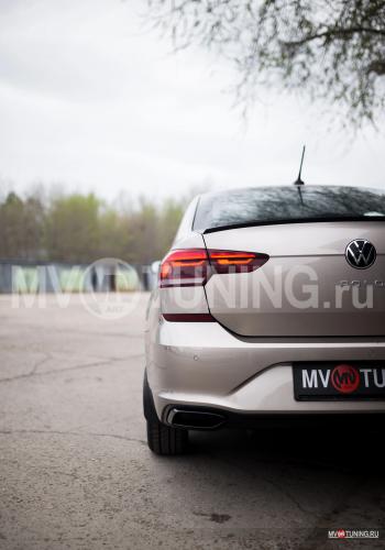 4 999 р. Имитация выхлопа MV-Tuning  Volkswagen Polo  Mk6 (2020-2022) лифтбек (BLACK (чёрный глянец))  с доставкой в г. Краснодар. Увеличить фотографию 4