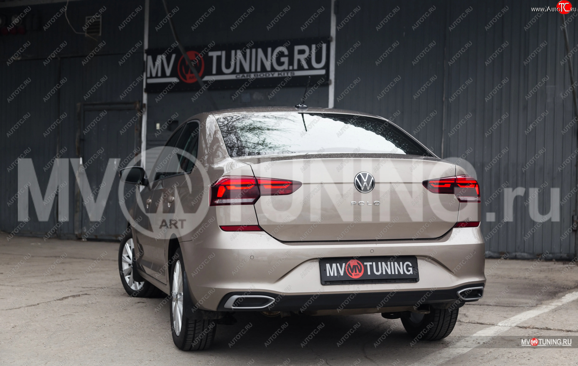 4 999 р. Имитация насадок глушителя MV-Tuning  Volkswagen Polo  Mk6 (2020-2022) лифтбек (SILVER (серебро))  с доставкой в г. Краснодар