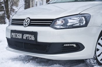 1 979 р. Защитная сетка решетки переднего бампера RA  Volkswagen Polo  5 (2009-2015) седан дорестайлинг  с доставкой в г. Краснодар. Увеличить фотографию 3