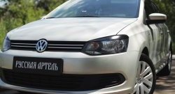 1 629 р. Реснички на фары RA Volkswagen Polo 5 хэтчбек дорестайлинг (2009-2015) (Неокрашенные)  с доставкой в г. Краснодар. Увеличить фотографию 2