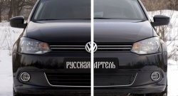 2 059 р. Защитная сетка решетки переднего бампера РА (Highline) Volkswagen Polo 5 хэтчбек дорестайлинг (2009-2015)  с доставкой в г. Краснодар. Увеличить фотографию 6