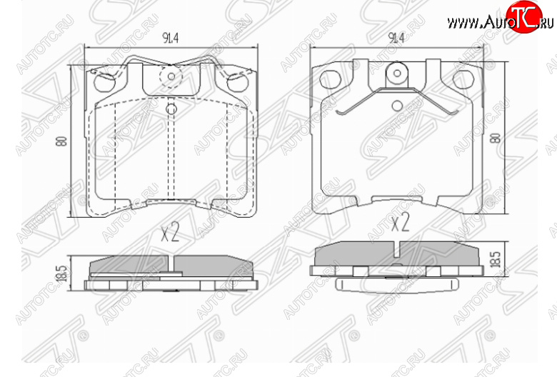 1 399 р. Комплект передних тормозных колодок SAT (R14)  Volkswagen Caravelle  T4 - Transporter  T4  с доставкой в г. Краснодар