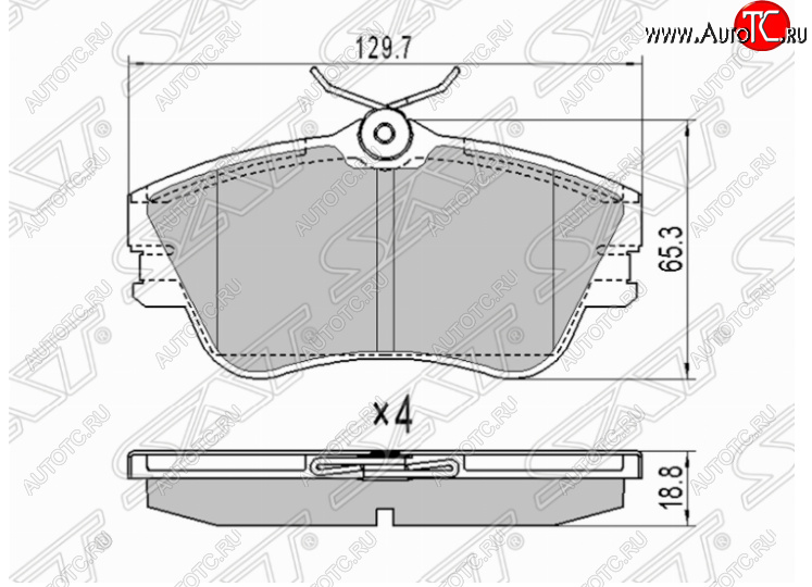 1 399 р. Комплект передних тормозных колодок SAT (R15)  Volkswagen Caravelle  T4 - Transporter  T4  с доставкой в г. Краснодар