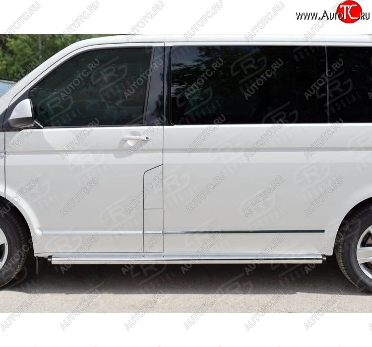 13 999 р. Правая защита порога SLITKOFF из круглой трубы диаметром 63 мм SLITKOFF  Volkswagen Caravelle  T6 - Transporter  T6  с доставкой в г. Краснодар