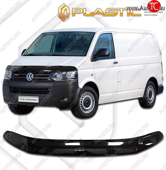 2 599 р. Дефлектор капота CA-Plastik (exclusive)  Volkswagen Multivan ( T6,  T6.1) (2016-2024) дорестайлинг, рестайлинг (Classic черный, Без надписи)  с доставкой в г. Краснодар