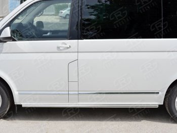 13 349 р. Правая защита порогов SLITKOFF из круглой трубы d63 мм  Volkswagen Multivan  T6 - Transporter  T6  с доставкой в г. Краснодар. Увеличить фотографию 2