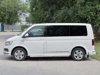 14 449 р. Правая широкая защита порогов SLITKOFF из круглой трубы d63 мм v2 Volkswagen Multivan T6 дорестайлинг (2016-2019)  с доставкой в г. Краснодар. Увеличить фотографию 2