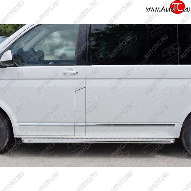 14 449 р. Правая широкая защита порогов SLITKOFF из круглой трубы d63 мм v2 Volkswagen Multivan T6 дорестайлинг (2016-2019)  с доставкой в г. Краснодар