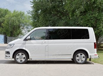 13 999 р. Правая защита порогов SLITKOFF из круглой трубы d63 мм v2 Volkswagen Multivan T6 дорестайлинг (2016-2019)  с доставкой в г. Краснодар. Увеличить фотографию 2